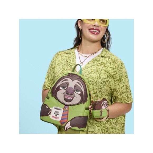 Loungefly Disney Zootopia Exclusive FLASH Cosplay Mini Backpack Sloth Coffee NWT main image 6